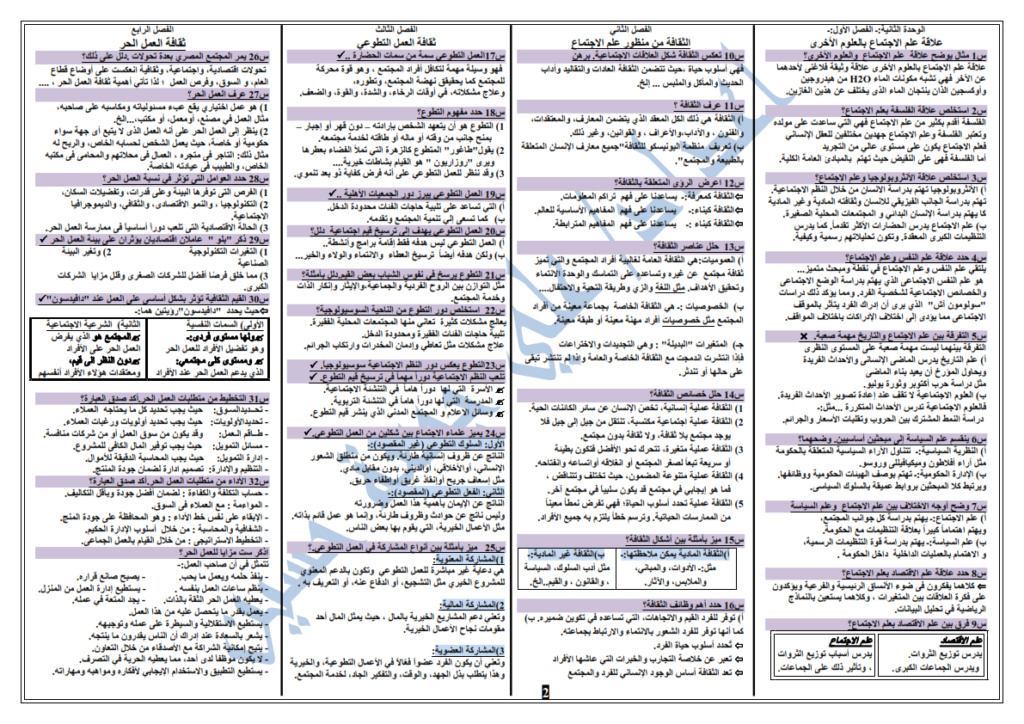 نموذج امتحان علم اجتماع لطلاب الثانوية العامة.. 24 سؤال على النظام الجديد Ayo_ao37