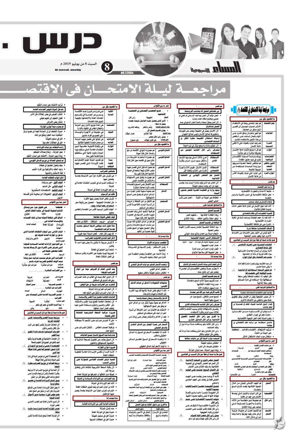 مراجعة ليلة الإمتحان في الاقتصاد لثالثة ثانوي - جريدة المساء