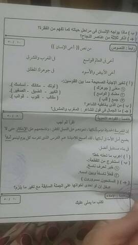 امتحان اللغة العربية للصف السادس الابتدائي ترم أول 2019 محافظة