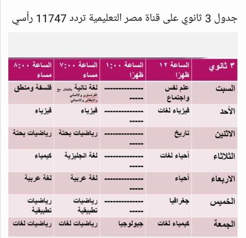 جدول قناه مصر التعليميه برنامج مدرسه علي الهواء لصفوف ابتدائي واعدادي وثانوي  مواعيد 2022