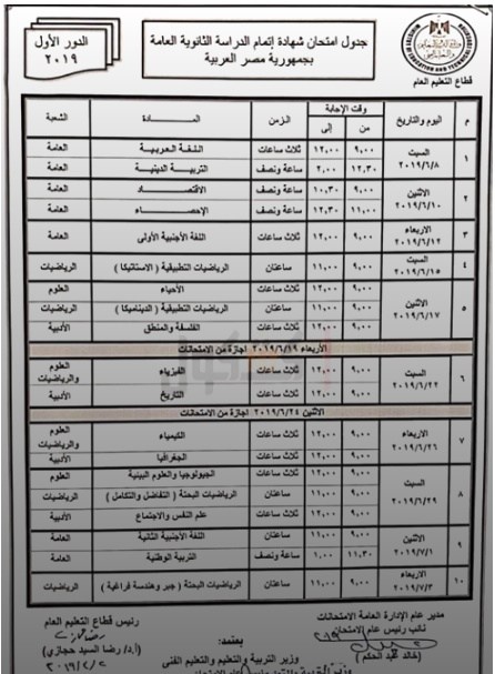 أخر استعدادات امتحانات الثانوية العامة 2019 والجدول النهائي Ycia-a12