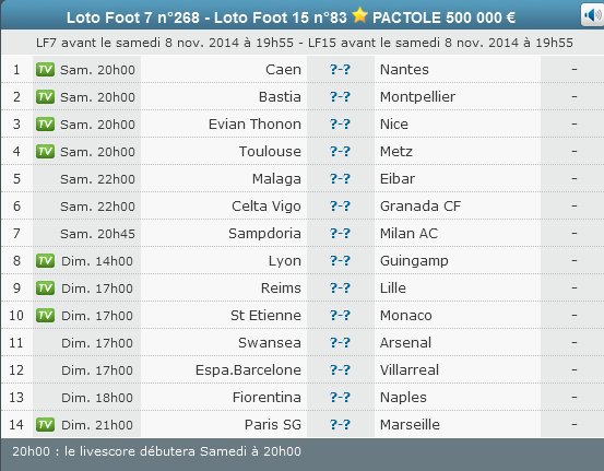 LF14 N°83 SAMEDI 8 NOVEMBRE 2014 PACTOLE DE 500 000€ Image810