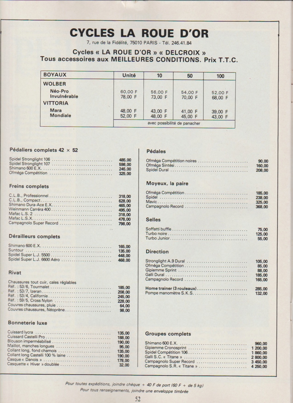tarifs composants divers 1983 Numzor42