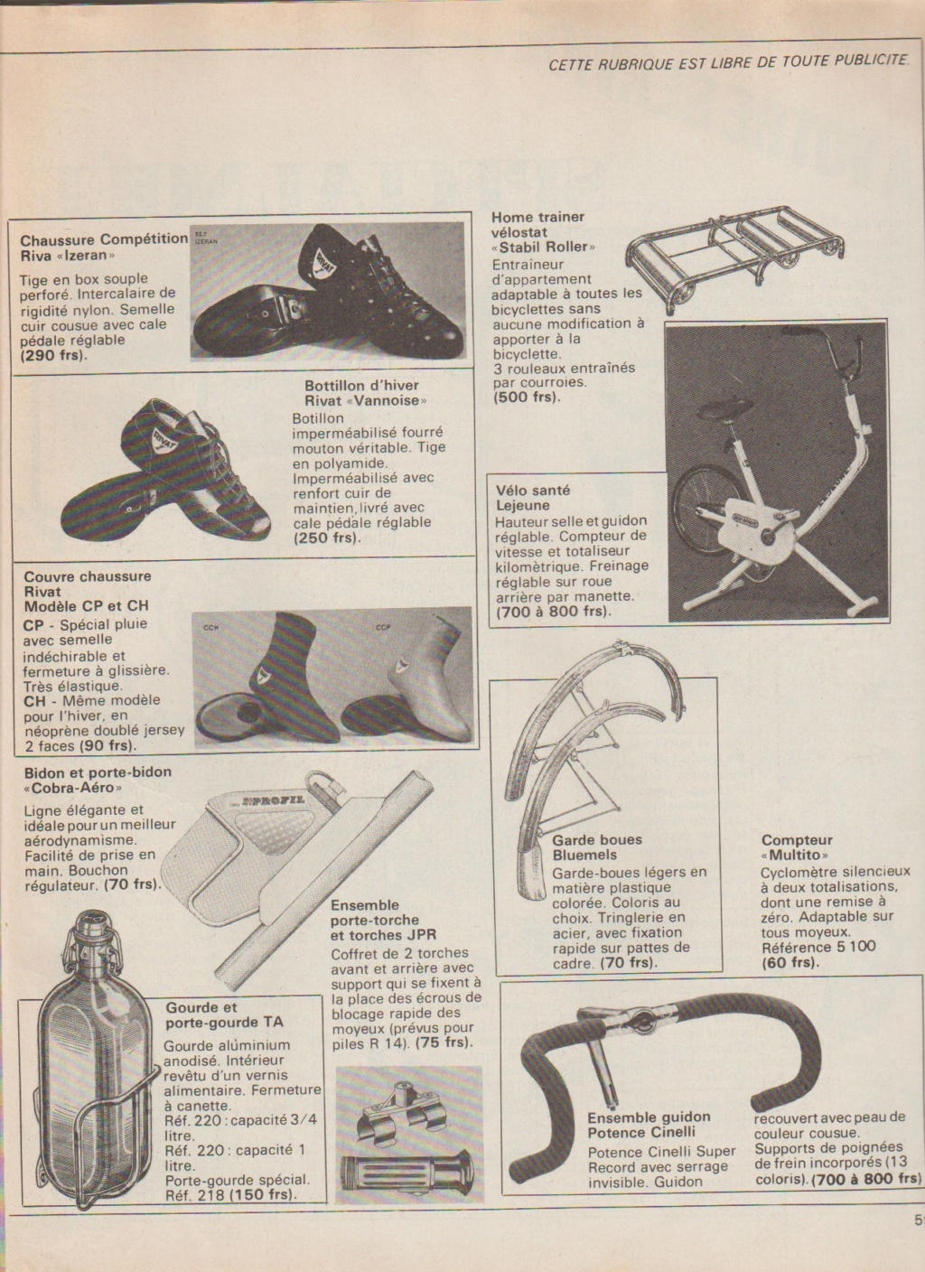 accessoires divers selles,groupes etc ... (poids+prix) 1981 Numzor54