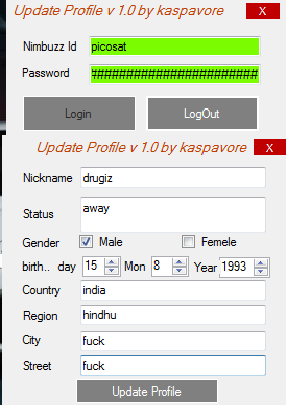  kpv change full profile nimbuzz id + full source code c#  Pf1010