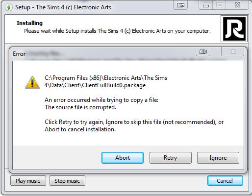 Installation Error - Source File is Corrupt [SOLVED] Sims4e10