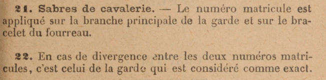 Sabre et fourreau au même numéro - question 192410