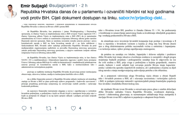 Prijedlog deklaracije o položaju Hrvata u BiH: Pusićka i Suljagić suglasni u osudama Slika109