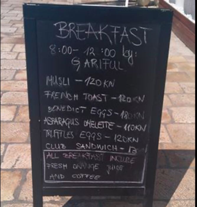 Cijene doručka iz restorana na Hvaru  Slika251