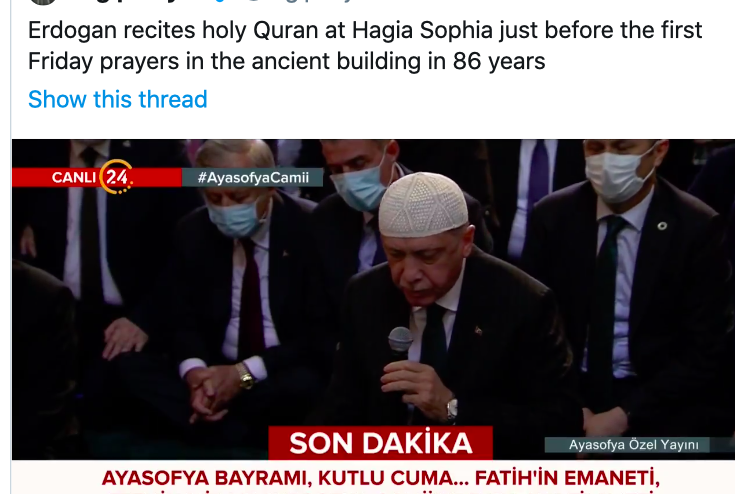 Istanbul: Veliki muftija održao hutbu u Aya Sofiyi sa mačem pobjede u rukama Slika415