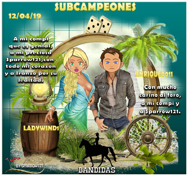 12/04/2019 CAMPEONES: JENI1515 Y JOSEMAPE - SUBCAMPEONES: LADYWIND1 Y ENRIQUE0011 Sub1210