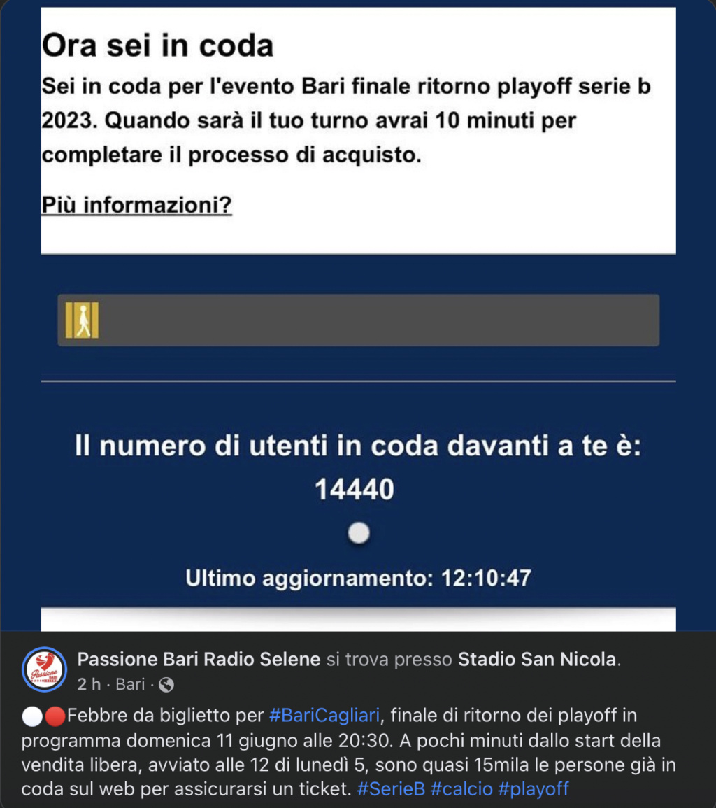 5-6-23 PassioneBariRadioSelene - febbre da biglietto finale di ritorno Bari Cagliari Scher119