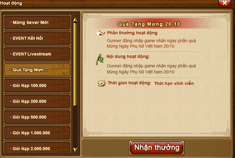 [ GunnyMerry ]Mừng Ngày Phụ Nữ Việt Nam Phạm Vi áp dụng : Tất cả người chơi GunnyPriavate 31128810