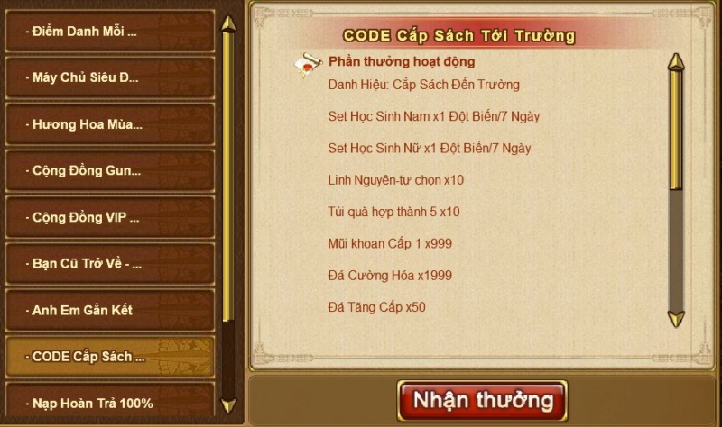 Gunny55 CODE Cắp Sách Tới Trường Cả nhà vào mục EVENT - HẤP DẪN - GIỜ EVENT nhé! 33560710
