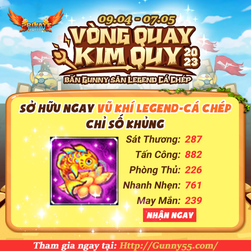 Gà 2023 Cơ Hội Sở Hữu Hiếm Có tham gia Vòng Quay Kim Quy 2023 để có cơ hội sở hữu VK Legend-Cá Chép siêu hiếm nhé 34218010