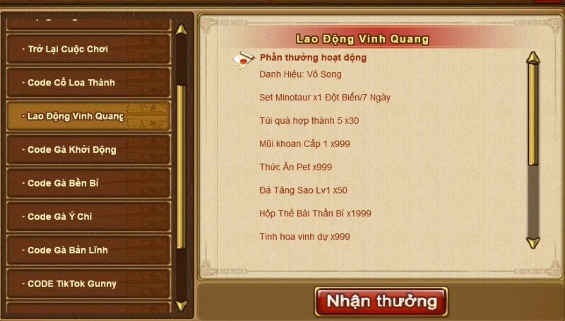 Gunny55 Tặng Gitcode Lao Động Vinh Quang cùng nhau nhận quà hấp dẫn nhé cả nhà! 34240010