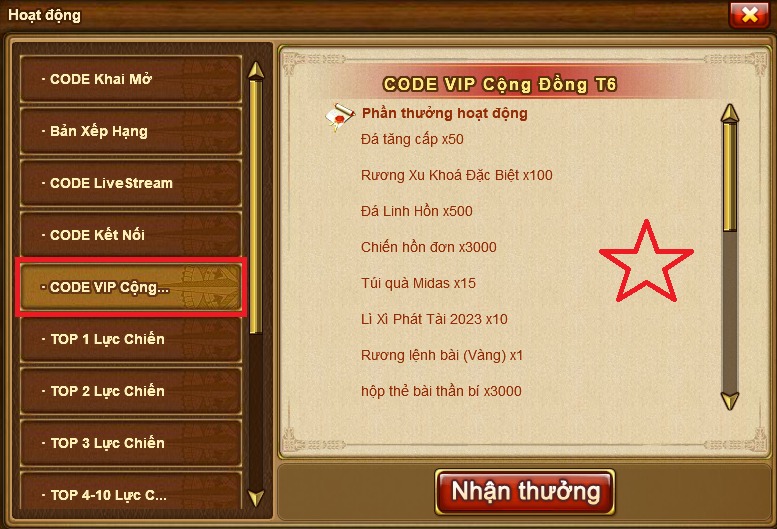GunnyPrivate Trao CODE CODE VIP Cộng Đồng T6 11:00 21/26/2023 35526810