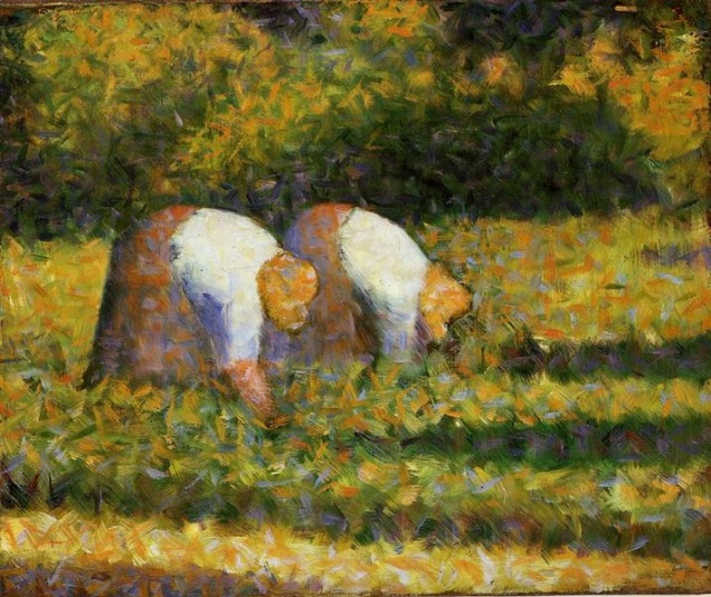 Mujeres campesinas trabajando. Georges Pierre Seurat Farm-w10