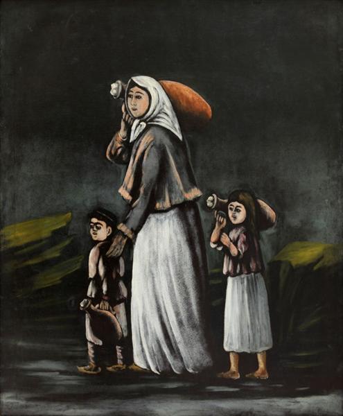 Peasant Woman with Children Goes for Water de Niko Pirosmani Peasan10