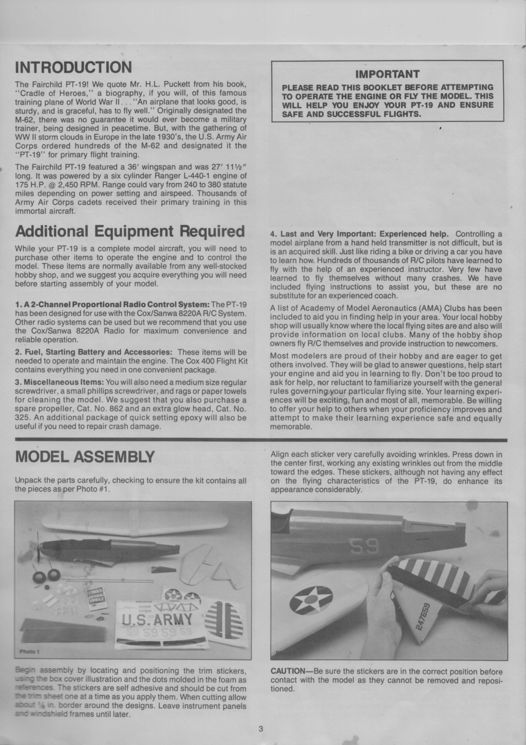 RC PT-19  pictures , decals and manual scans . Cox_rc27