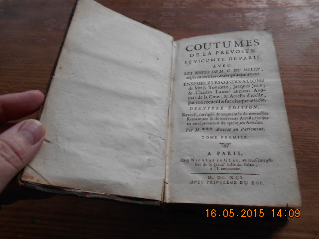 1691 COUTUME DE LA PREVOSTE ET VICOMTE DE PARIS Coutum13