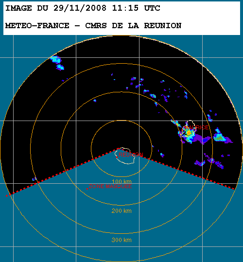 Orage et fortes pluies sur Maurice Radar111