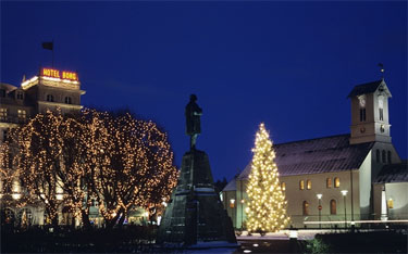 Christmas Trees Lit in Iceland Christ10