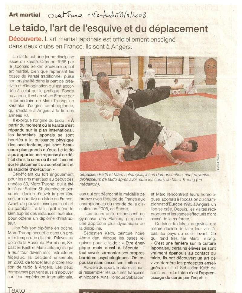 Article dans le journal Ouest-France Taido-10