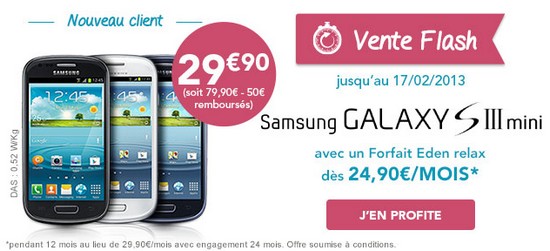 Dernier Jour pour profiter du Galaxy S III Mini à 29€90 Gs3min10