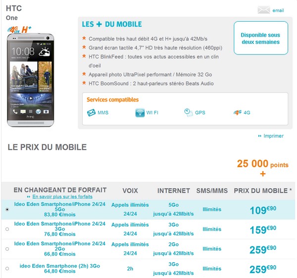 HTC One proposé en renouvellement chez Bouygues Telecom à partir de 109,90€ Htcone12