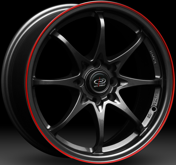 Rota GTR 17x9.5 5x114.3 ET12, Noir, Liseret Rouge