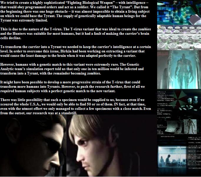 Extract on Tyrants: How are they made??? Wesker11