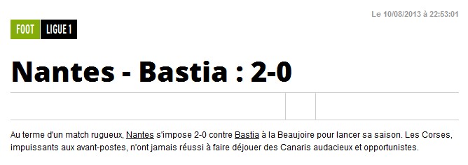 Nantes 2-0 Bastia S10