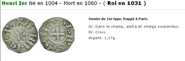 Dossier les monnaies des rois capetiens 987 - 1328 Henri110
