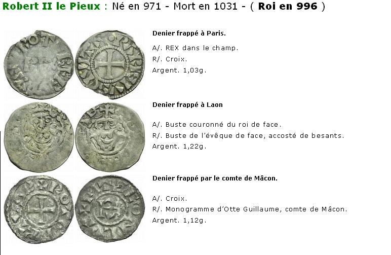 Dossier les monnaies des rois capetiens 987 - 1328 Robert11