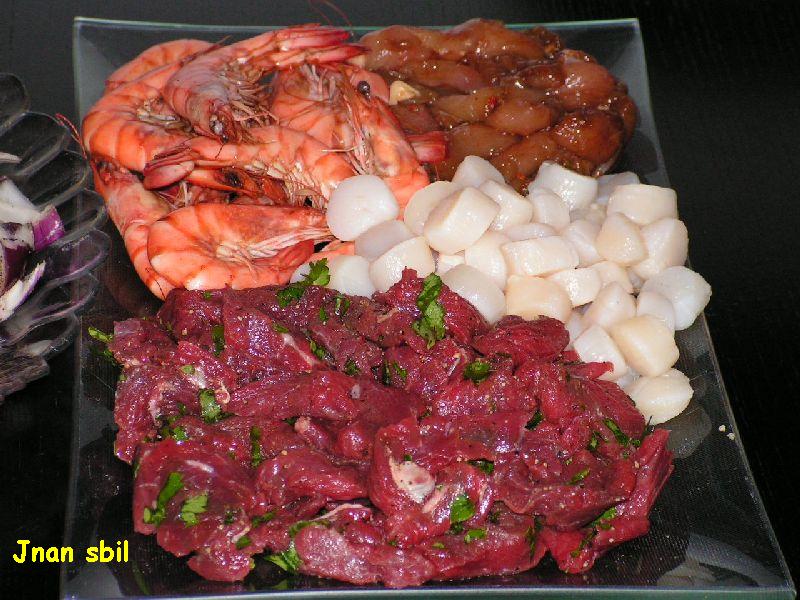 Pierrade de viandes et de poissons