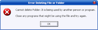 Error deleting file or folder in windows? [REZOLVAT] Exampl10