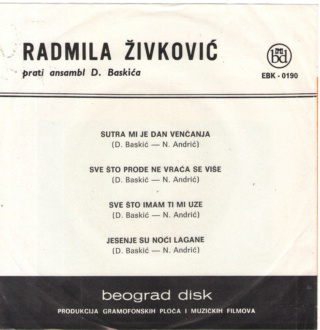 Radmila Zivkovic - Beograd disk EBK 0190 - 1971 0258