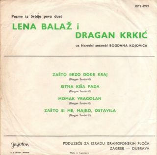 Lena Balaz i Dragan Krkic - Jugoton EPY 3909 - 3.16.68 0262