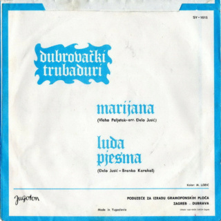 Dubrovački Trubaduri – Jugoton SY 1615 - 1970 Zadnj100