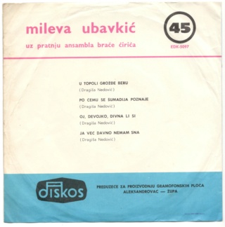 Mileva Ubavkic - Diskos EDK 5097 - 15.09.1966 Zadnja11