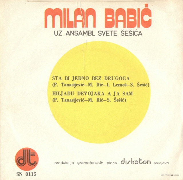 Milan Babic - Diskoton SN 0115 - 22.04.1975 Zadnja50