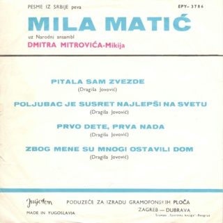 Mila Matic - Jugoton EPY  3786 - 27.03.1967 Zadnji55
