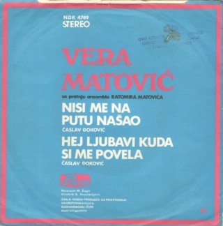 Vera Matovic - Diskos NDK 4749  -  28.01.1978 Zadnji58