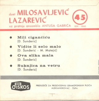Duet Milosavljevic - Lazarevic - Diskos EDK 5045 - 1965 Zadnji66