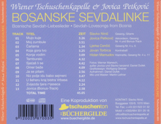 Wiener Tschuschenkapelle & Jovica Petković – Bosanske Sevdalinke - CD  album - 2007 Zadnji67
