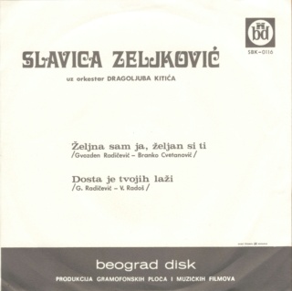Slavica Zeljkovic - Beograd disk - SBK 0116 Zadnji75