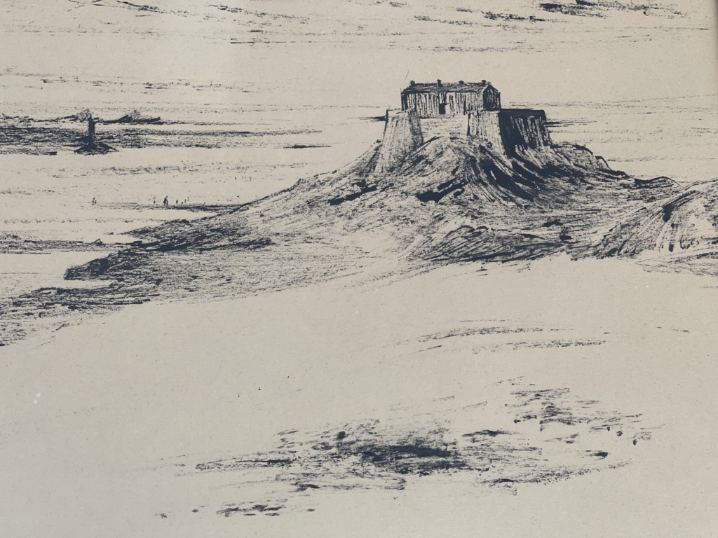 Tableau à l'encre début XXème , paysage marin avec signature  Img_7616