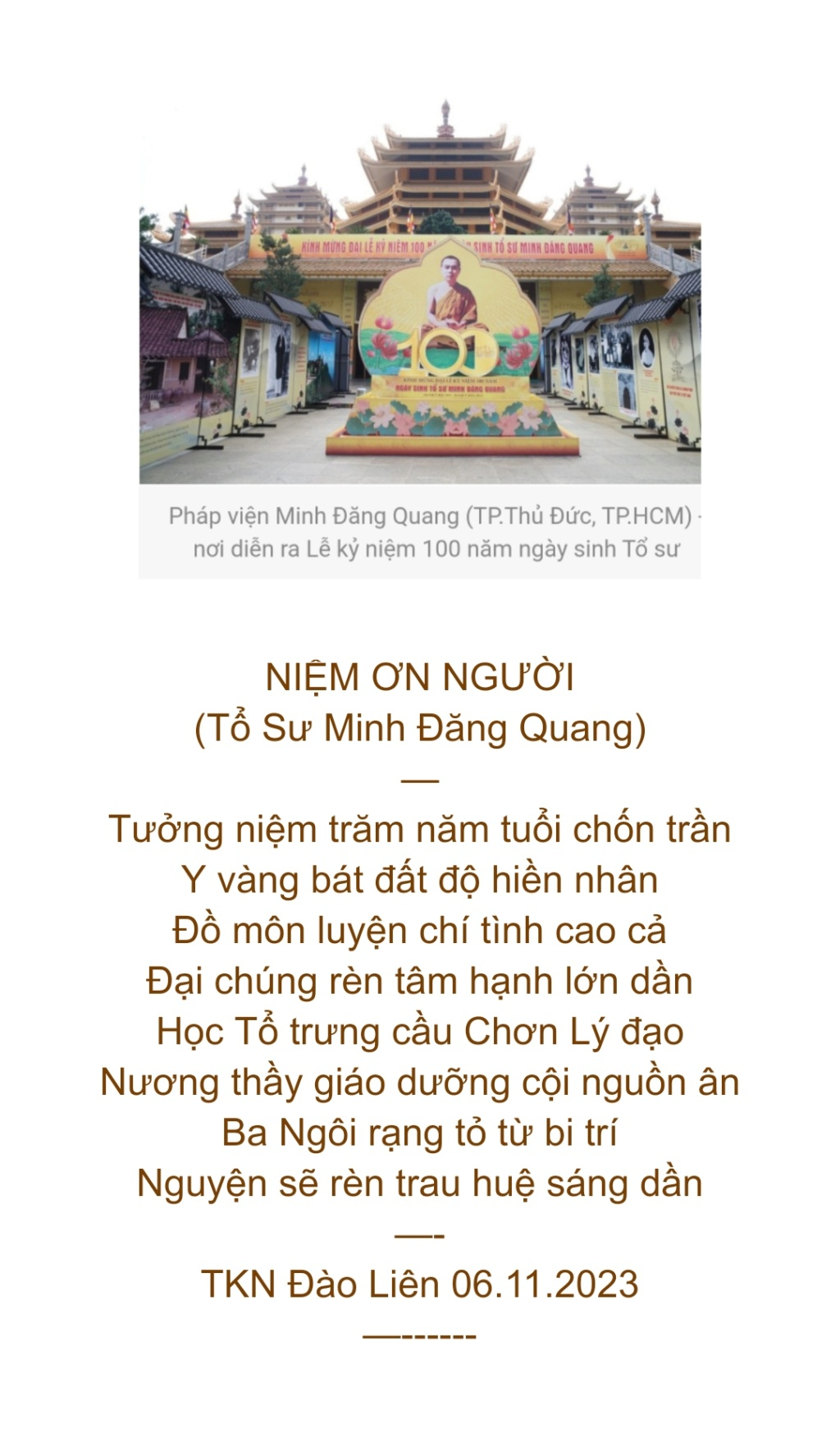 ĐẠI LỄ KN 100 NĂM Ngày Sinh TỔ MINH ĐĂNG QUANG  Scree918