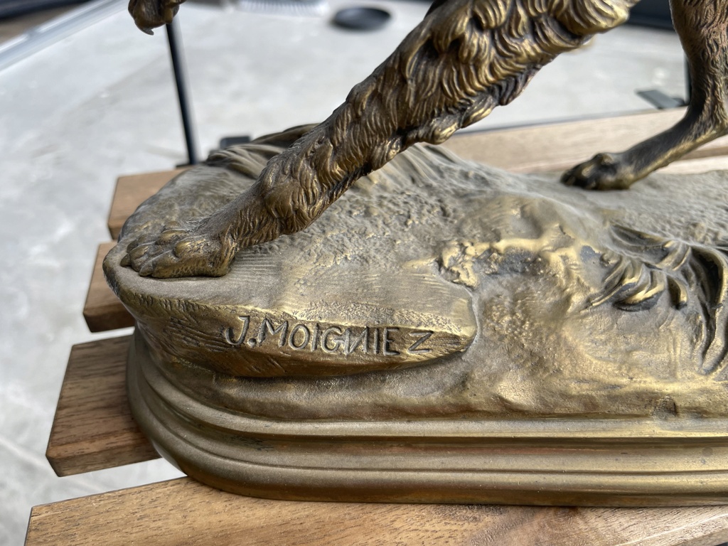 Bronze doré Jules Moigniez Lévrier Irlandais à la tortue  Img_7313